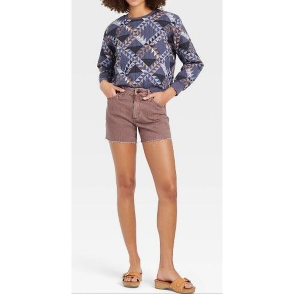 Universal Thread Vintage Midi Cut-Off Denim Jean Shorts Womens 2/26 Raw Hem - Picture 4 of 14